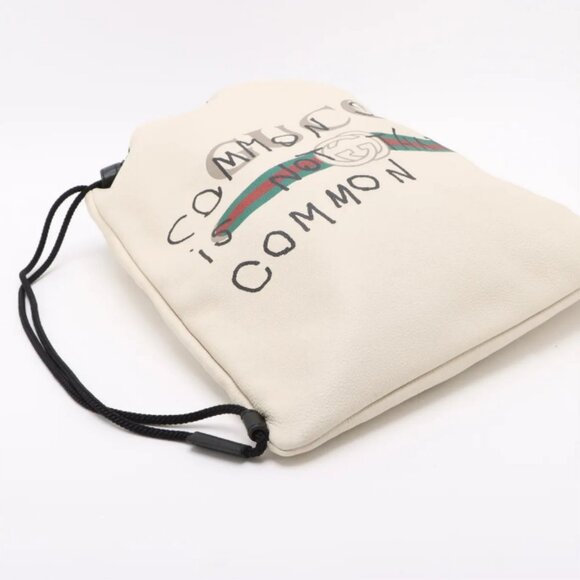 Gucci GG Logo Drawstring Leather Backpack White - Picture 4 of 11
